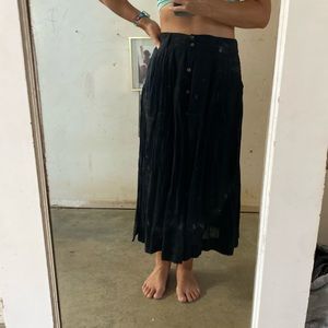 Free People Buttondown Black Skirt